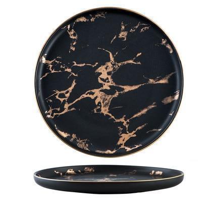 Luxury Gold Edges Marble Dinner Plate