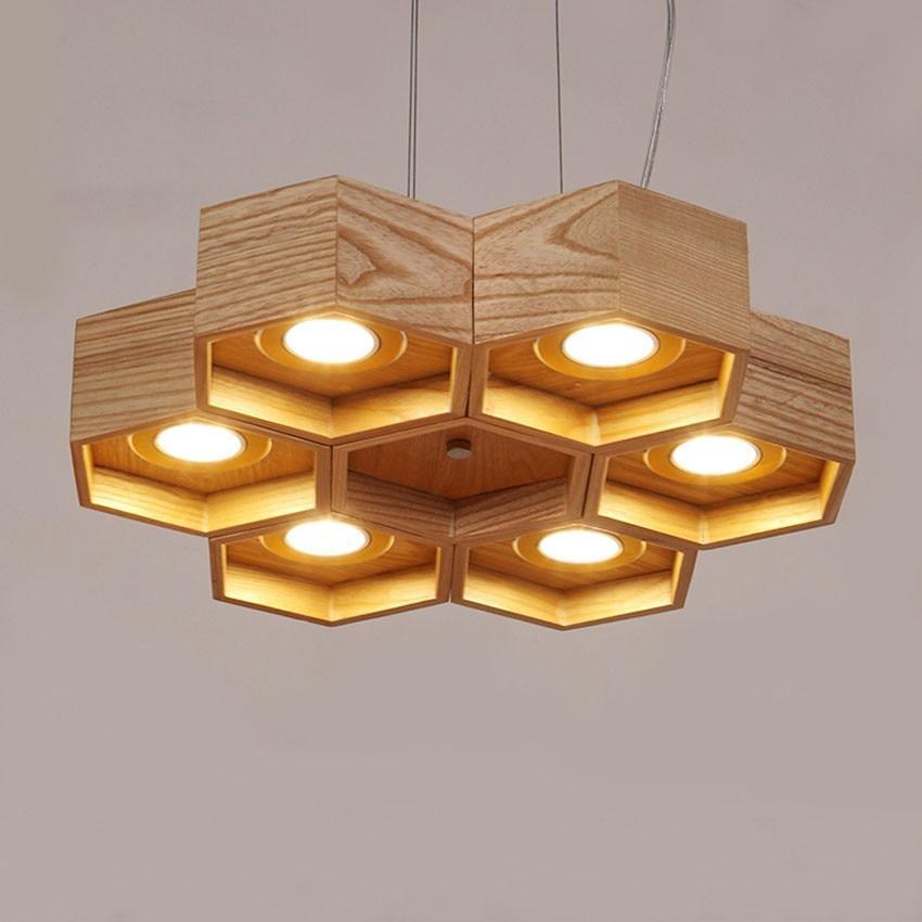 Honeycomb pendellampe av tre