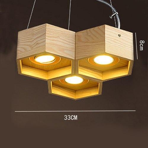 Luminaire suspendu en nid d'abeille en bois