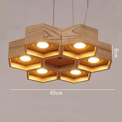 Luminaire suspendu en nid d'abeille en bois