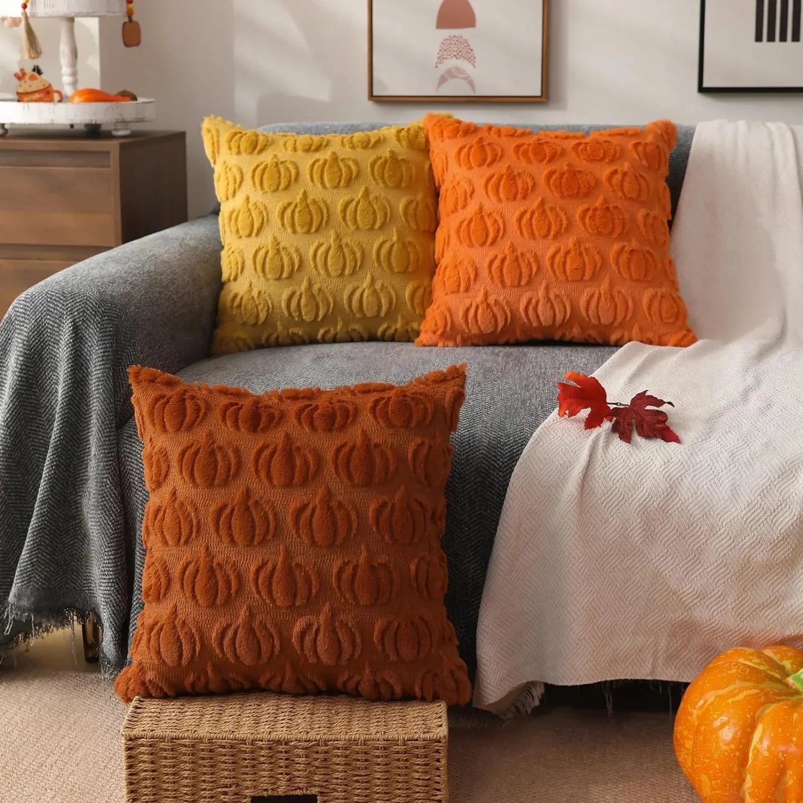 Housse de coussin citrouille d'automne