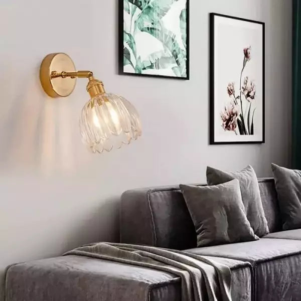 Retro – Lámpara de pared Botón Tulipán Cristal