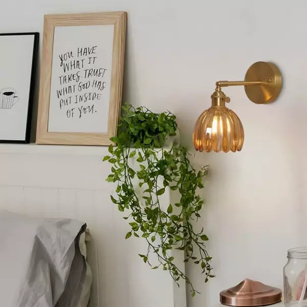 Retro – Lámpara de pared Botón Tulipán Cristal