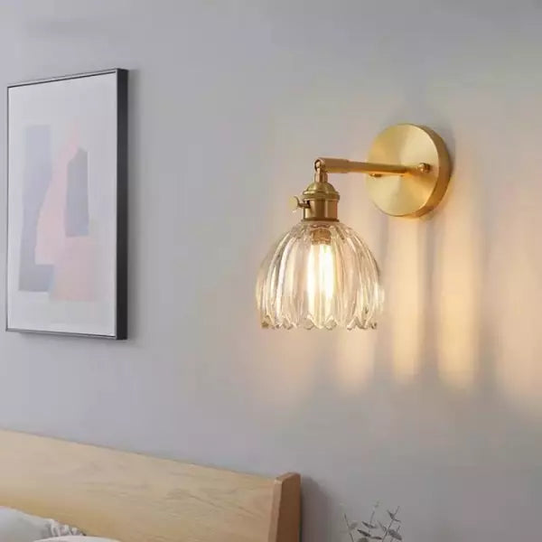 Retro – Lámpara de pared Botón Tulipán Cristal