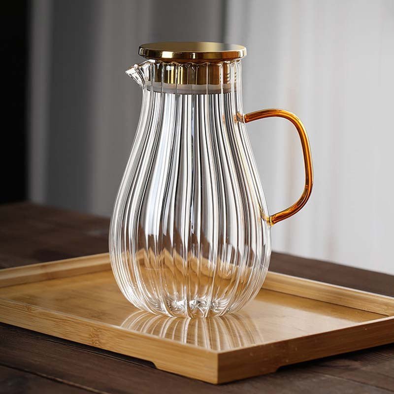 Ridged Heatproof Glass Jug and Cups