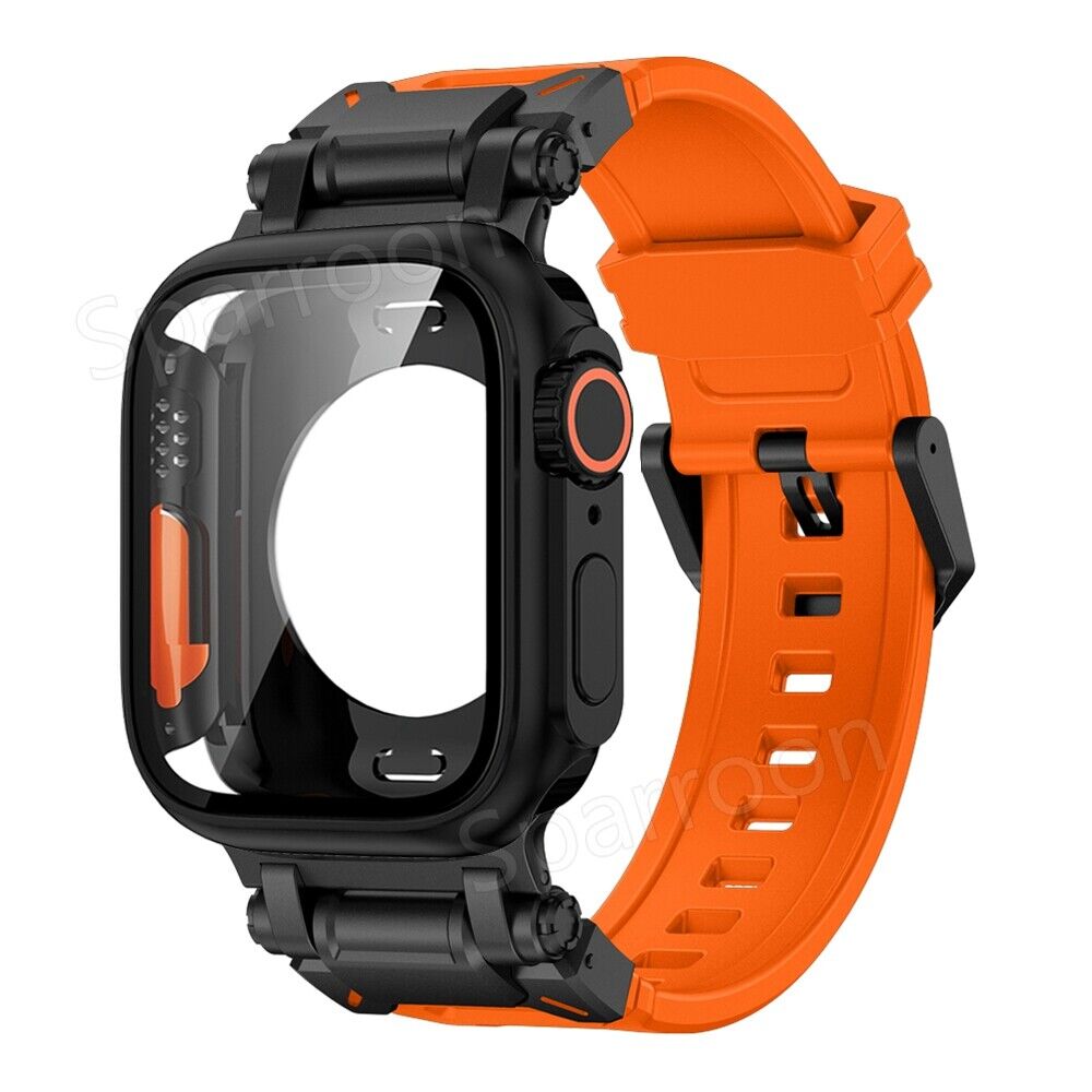 Explorer Tactical Fluoro Rubber Strape+Metal Ultra Case pro Apple Watch 9 8 7 6 5 4 SE