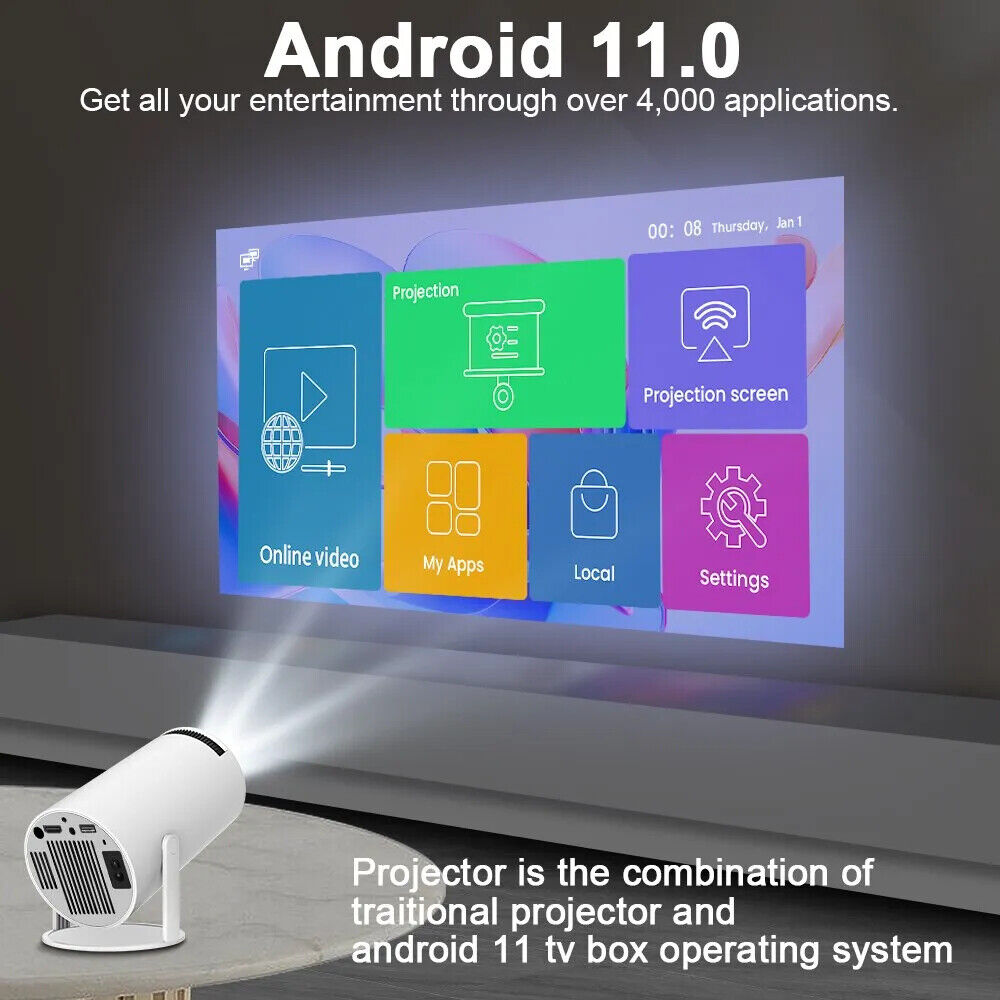 Magcubic - Ultieme draagbare WiFi 6 miniprojector - 200 ANSI lumen - Streamprojector - BT 5.0 - Android - Home Theater