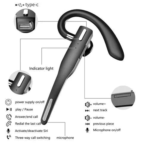 Trucker Dual Mic trådlös Bluetooth 5.1 brusreducerande headset/hörlur