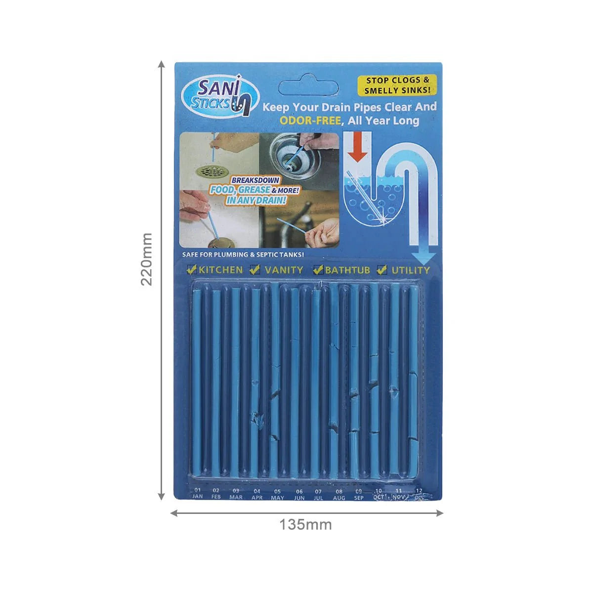 SaniSticks™ | 60 Instant Clog Remover Sticks