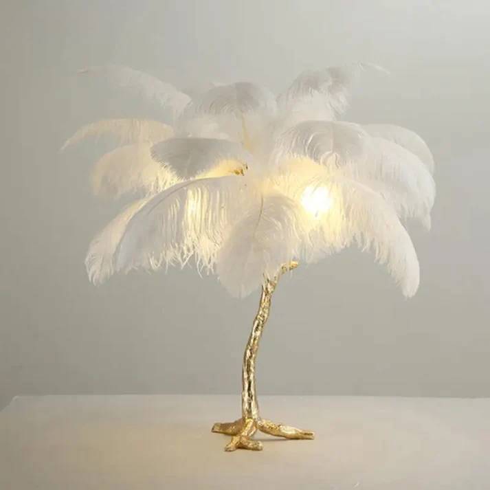 Ostrich Feather Table Lamp