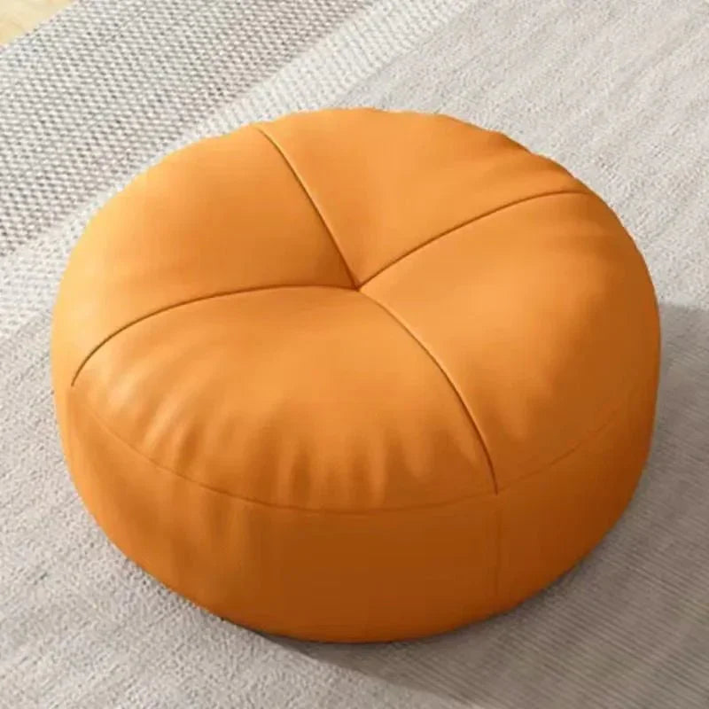 Cojín de suelo de piel de napa de estilo japonés, relleno de algodón suave, futón circular de tatami para comodidad en salón y balcón