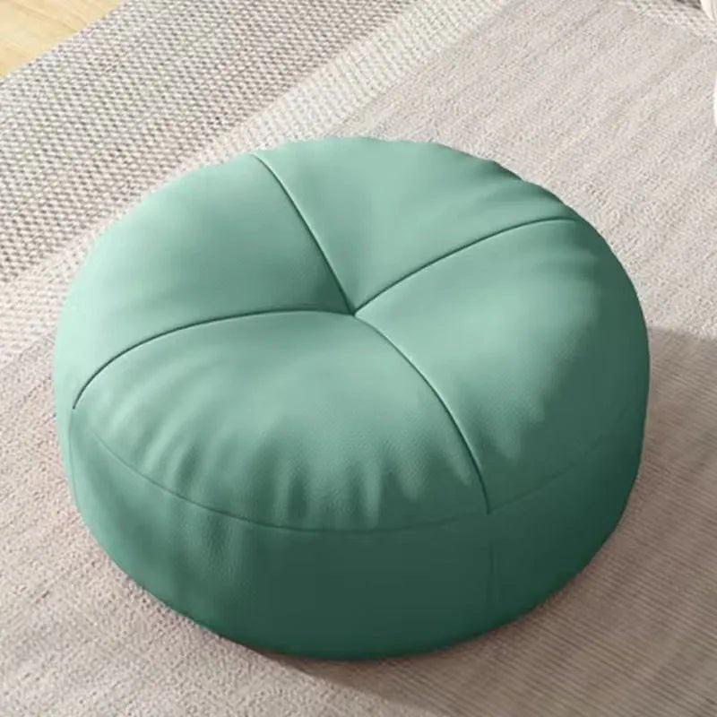 Cojín de suelo de piel de napa de estilo japonés, relleno de algodón suave, futón circular de tatami para comodidad en salón y balcón