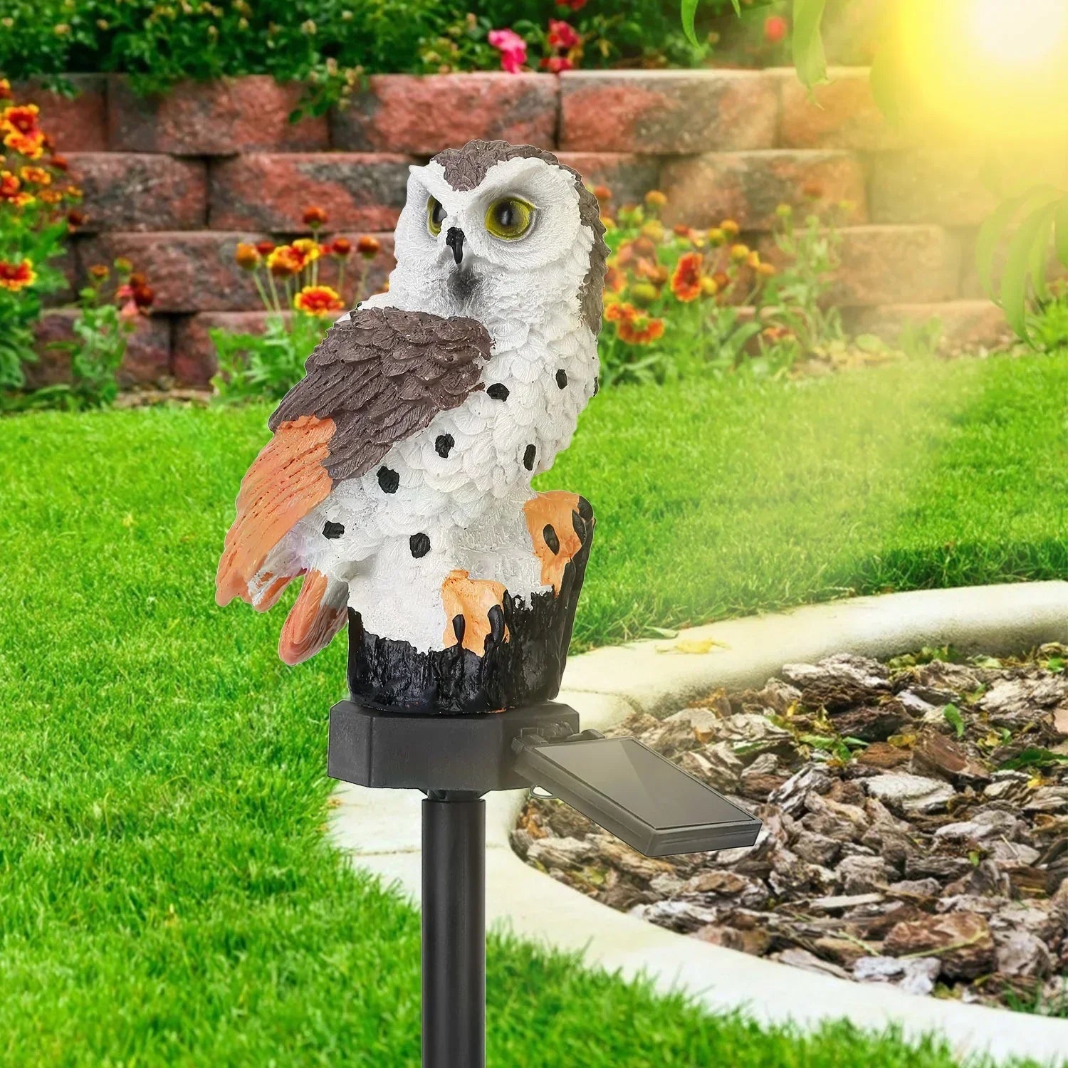 Owlight - Lampada solare da giardino con palo decorativo