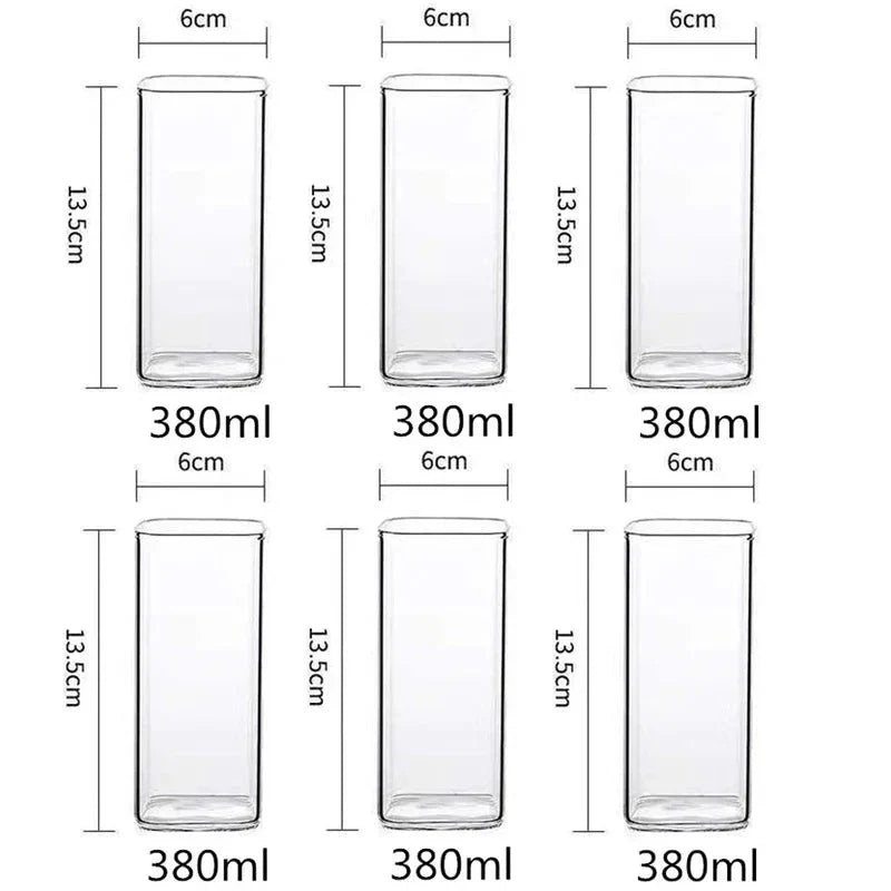 Firkantede varmebestandige glas kaffekrus sæt