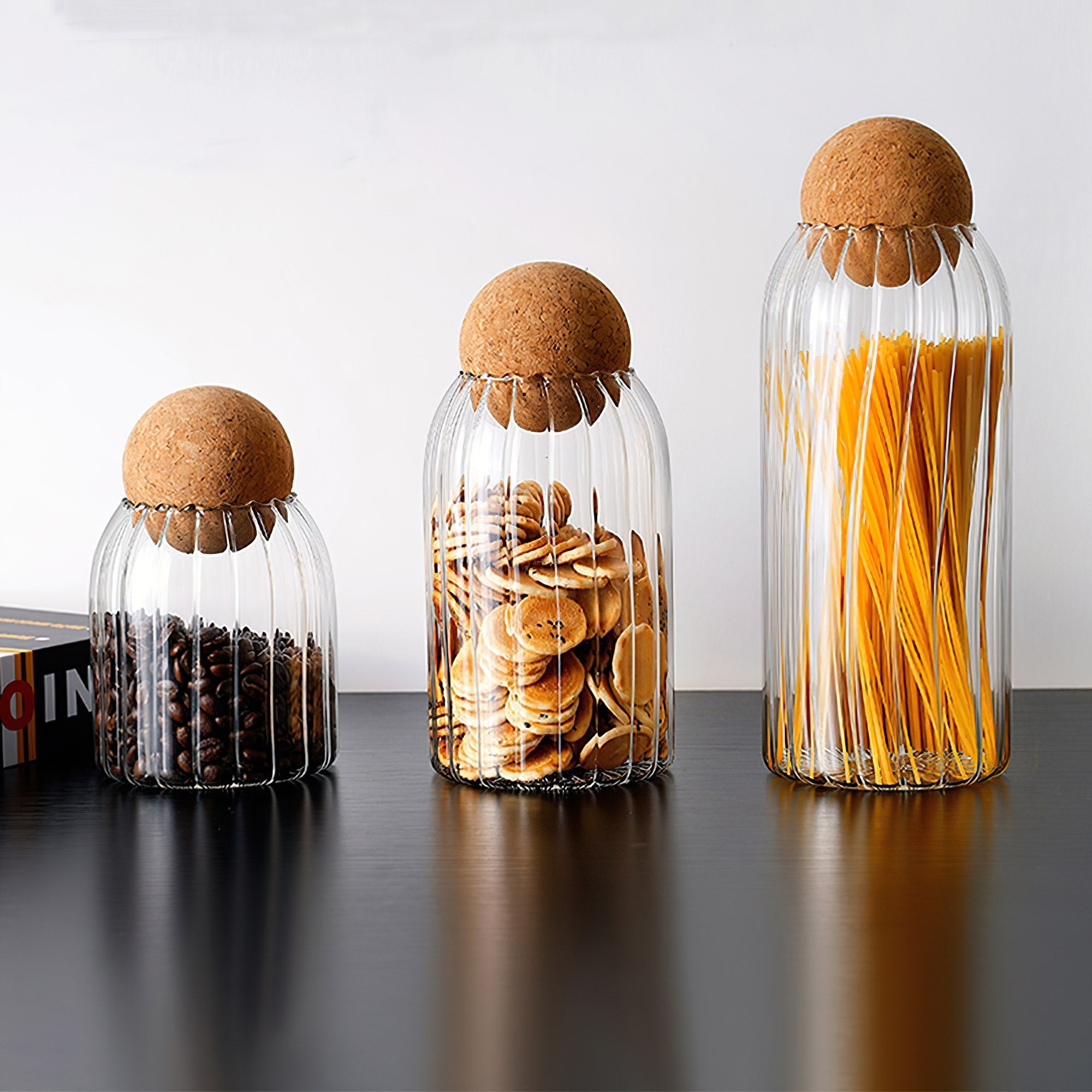 Striped Cork Sealed Glass Jars