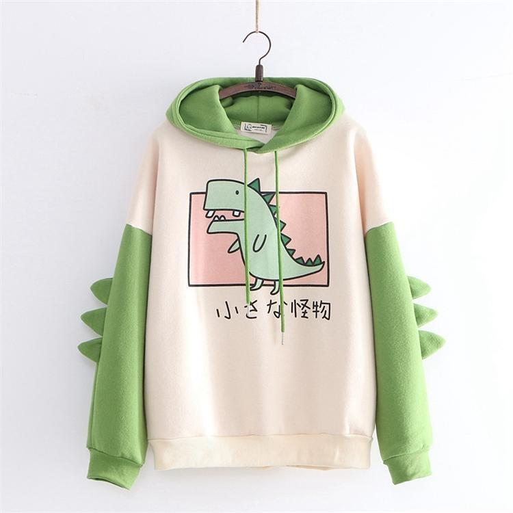 Sudadera con capucha con diseño de dinosaurio japonés