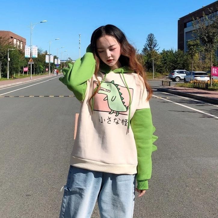 Sudadera con capucha con diseño de dinosaurio japonés