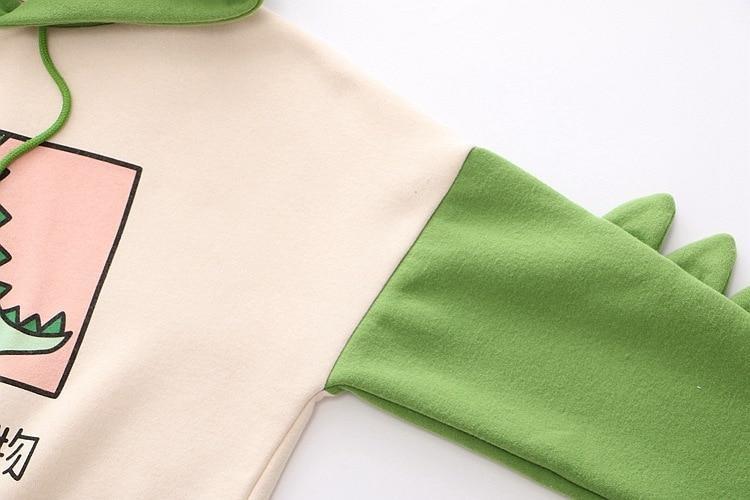 Sudadera con capucha con diseño de dinosaurio japonés