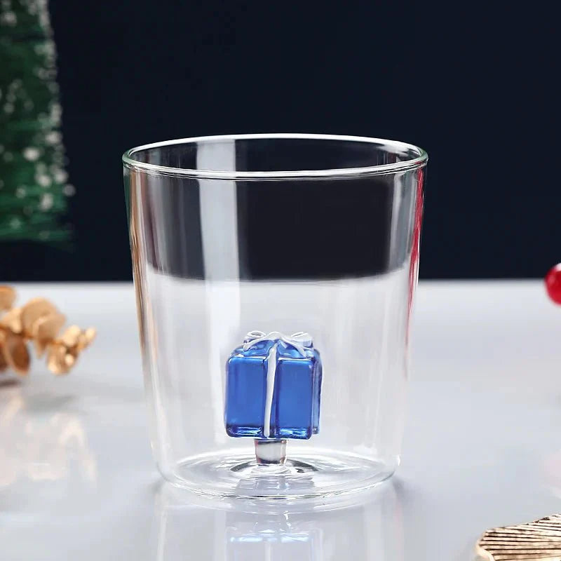 Tasse en verre de Noël transparente avec boîte-cadeau en option