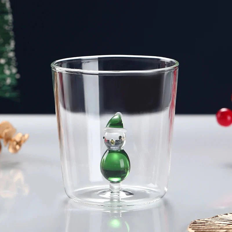 Tasse en verre de Noël transparente avec boîte-cadeau en option