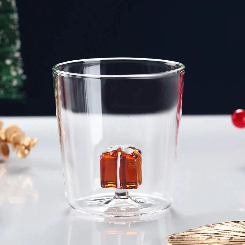 Tasse en verre de Noël transparente avec boîte-cadeau en option