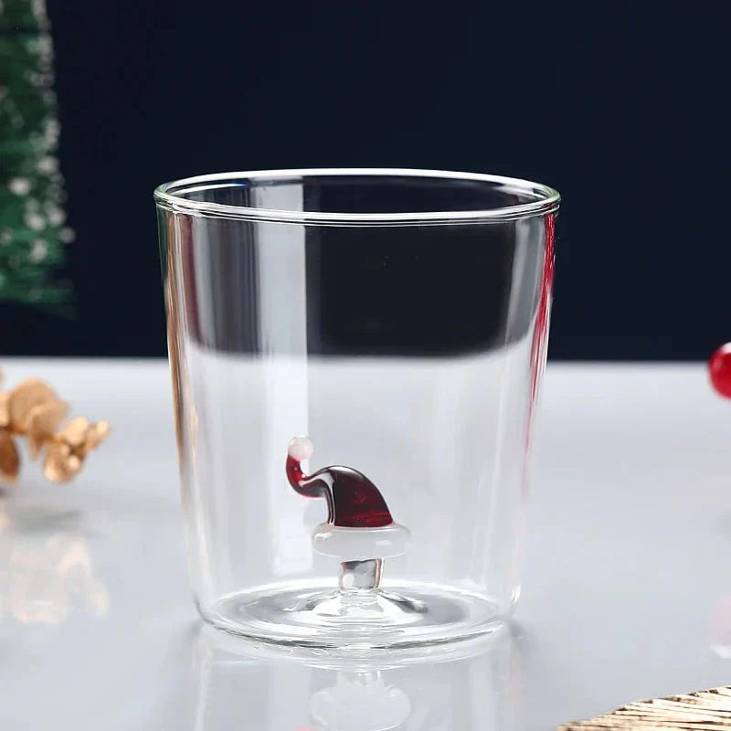 Tasse en verre de Noël transparente avec boîte-cadeau en option