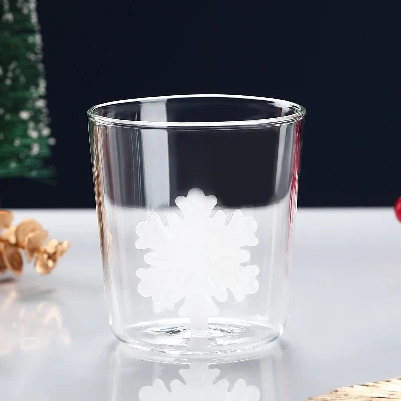 Taza de cristal navideña transparente con caja de regalo opcional