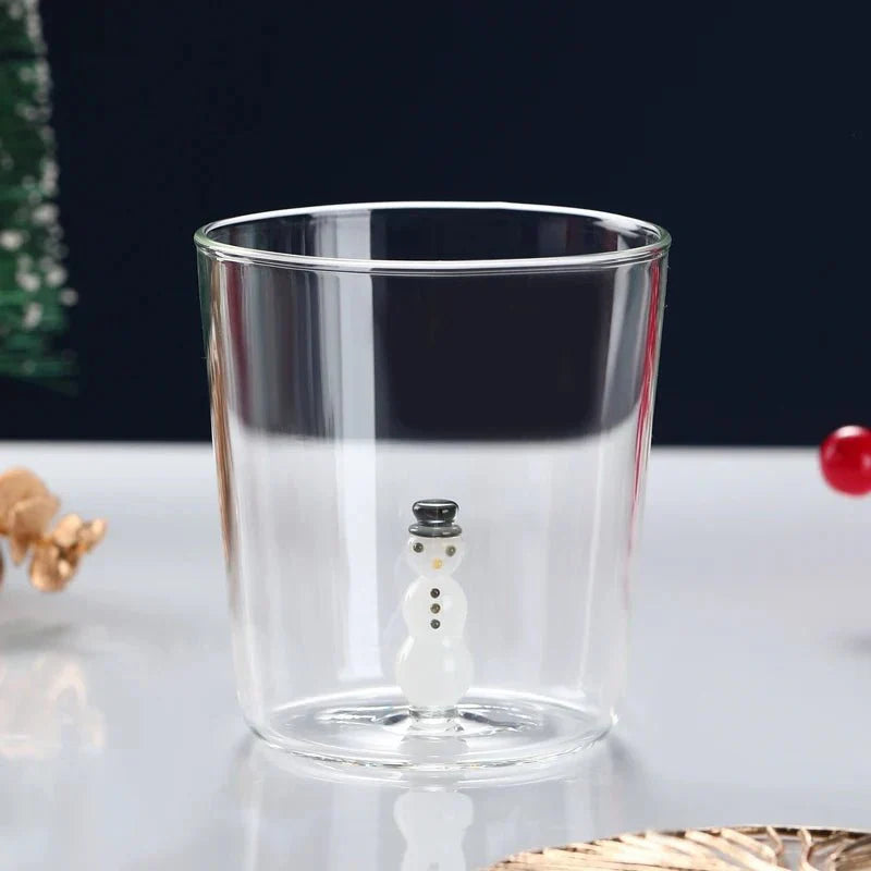 Tasse en verre de Noël transparente avec boîte-cadeau en option