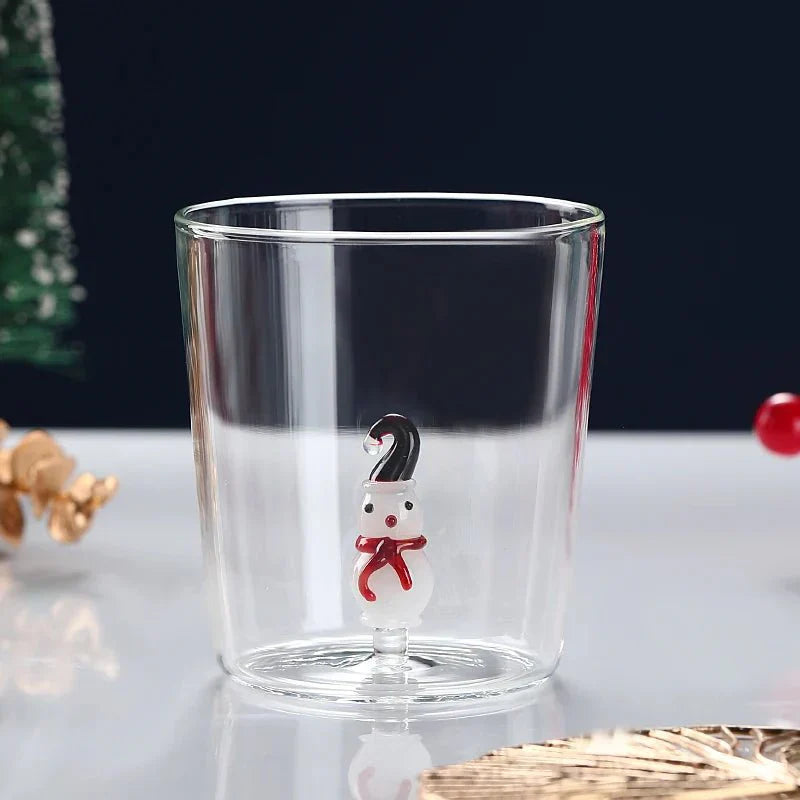 Tasse en verre de Noël transparente avec boîte-cadeau en option