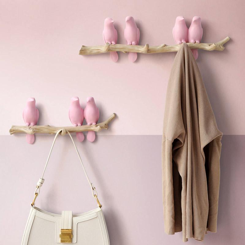 Gancho para abrigos/decoración con forma de pájaros encantadores