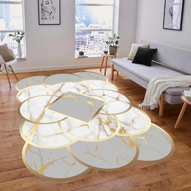 Tapis européens de luxe à finitions dorées – Grands tapis lavables pour salon et chambre à coucher