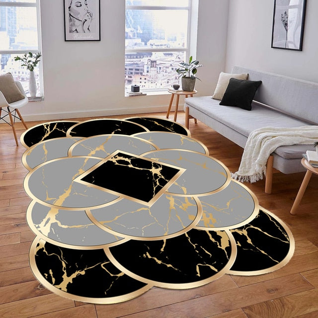 Alfombras europeas de lujo con adornos dorados: alfombras grandes lavables para sala de estar y dormitorio