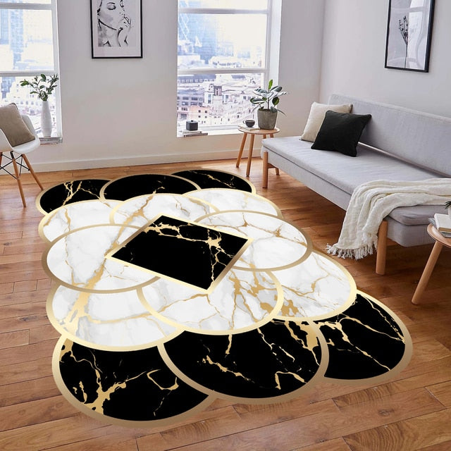 Luxury European Gold-Trimmed Area Rugs - Large Washable Carpets for Living Room and Bedroom