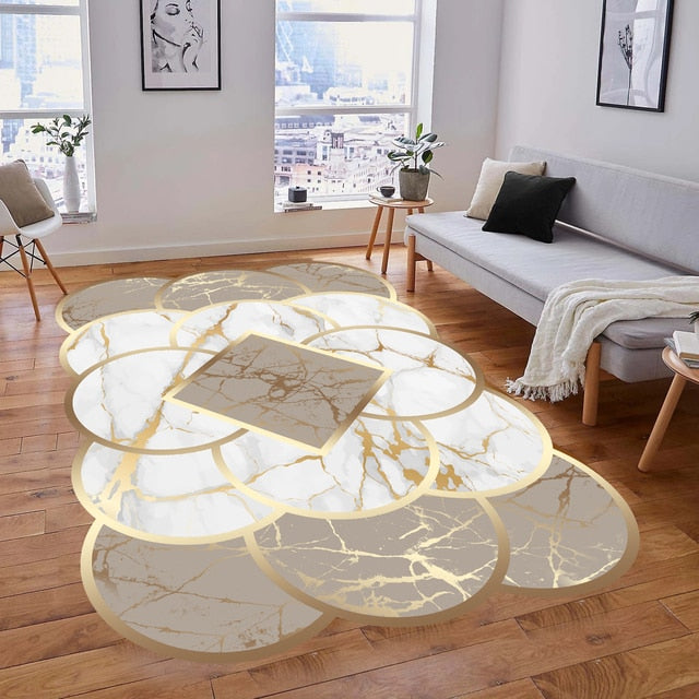 Alfombras europeas de lujo con adornos dorados: alfombras grandes lavables para sala de estar y dormitorio