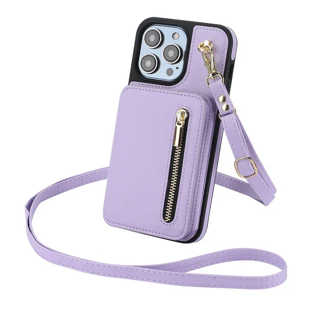 Luxe Crossbody Rits Kaart Portemonnee iPhone Hoes