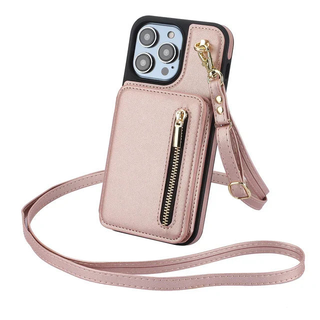 Luxe Crossbody Rits Kaart Portemonnee iPhone Hoes