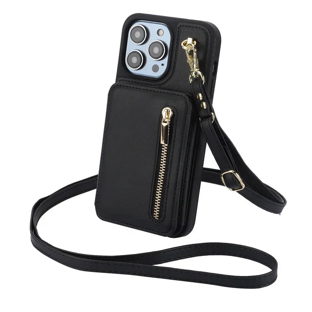 Luxe Crossbody Rits Kaart Portemonnee iPhone Hoes