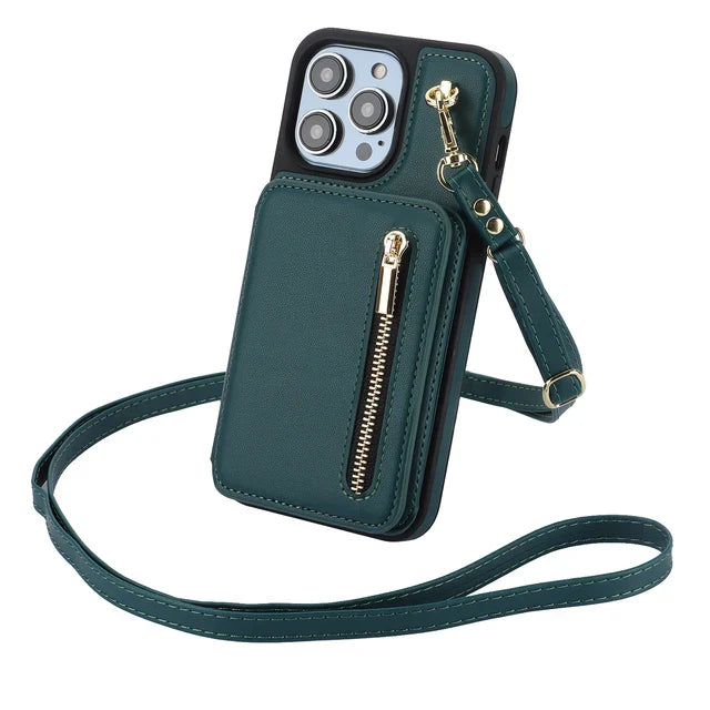 Luxe Crossbody Rits Kaart Portemonnee iPhone Hoes