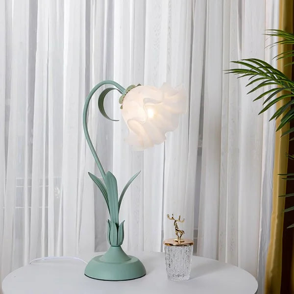 Lampada da tavolo vintage regolabile a forma di fiore