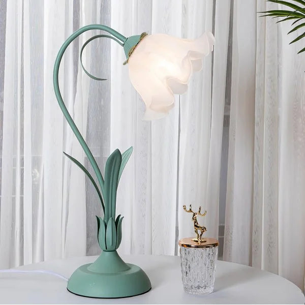 Lampada da tavolo vintage regolabile a forma di fiore