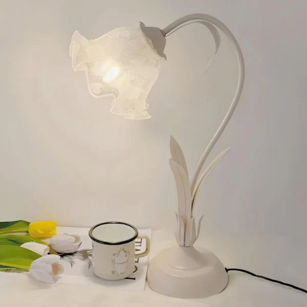 Lampe de table vintage réglable en forme de fleur