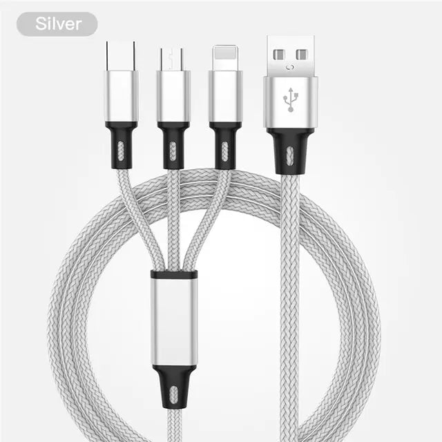 3-i-1 USB-kabel til iPhone og Android