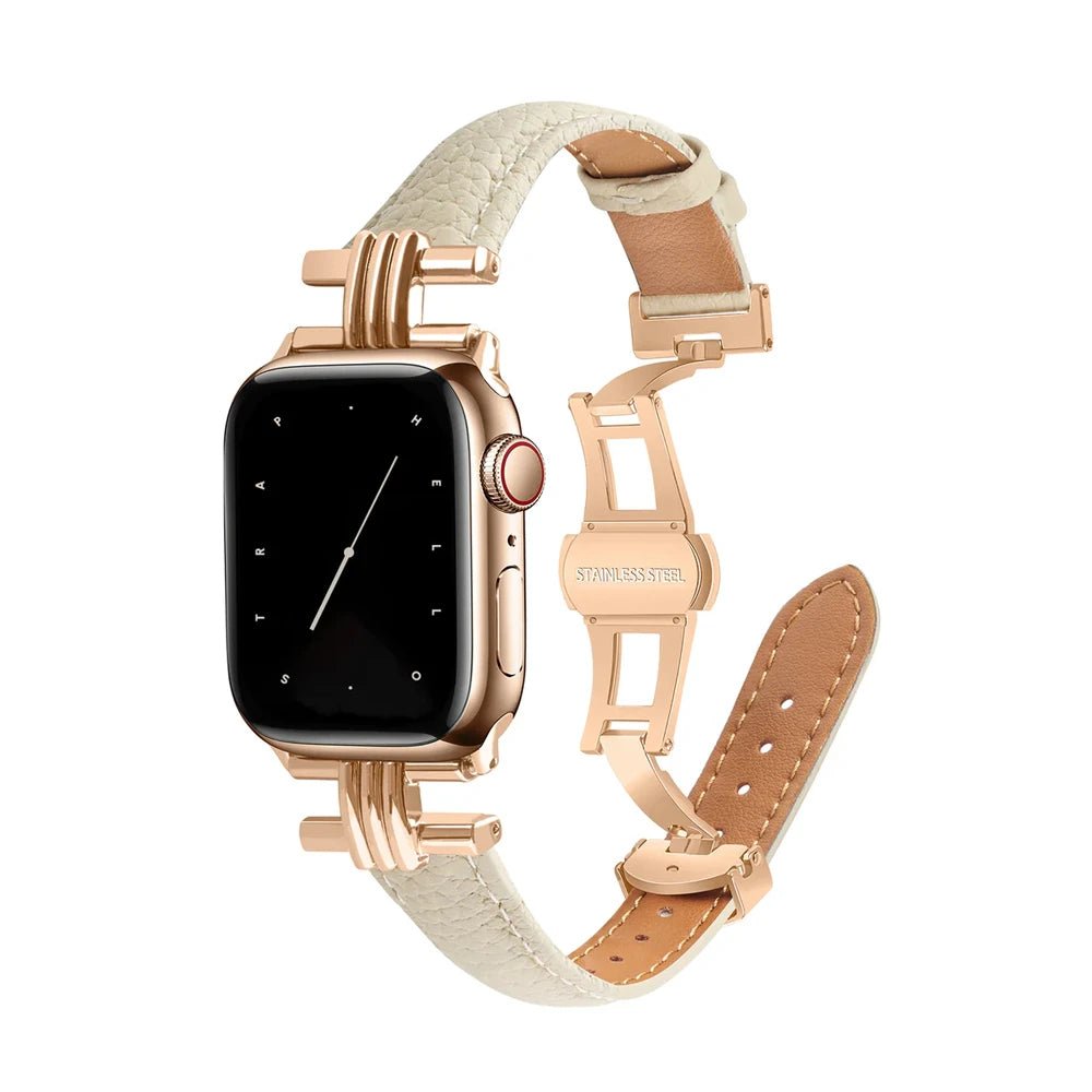 Damen Echtes Leder & Edelstahlarmband für die Apple Watch