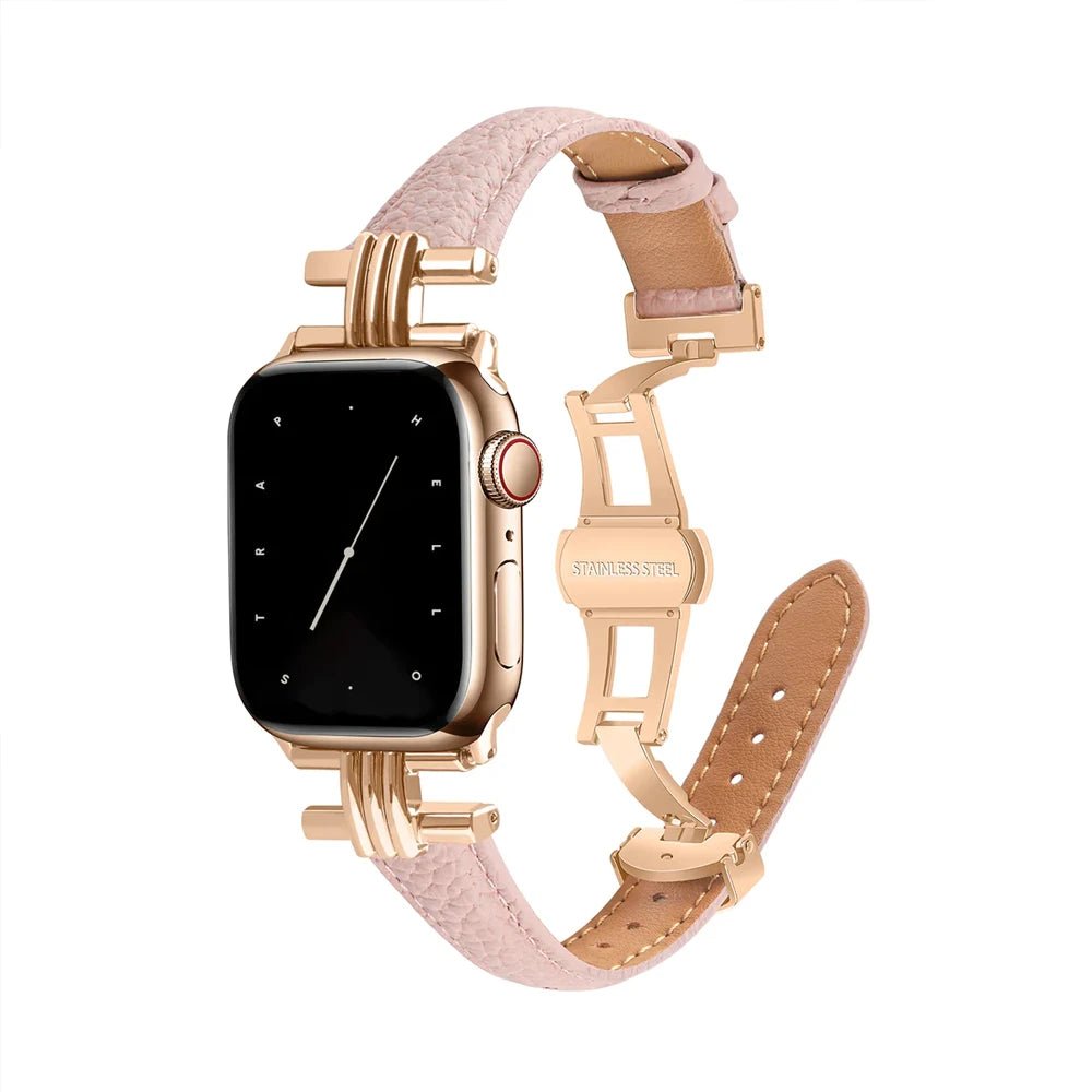 Vrouwen Echte Leren & RVS Band voor Apple Watch