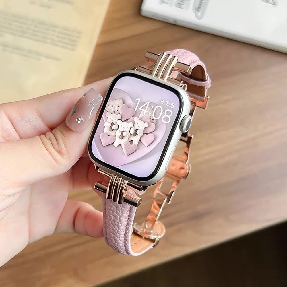 Dámský pásek z pravé kůže a nerezové oceli pro Apple Watch