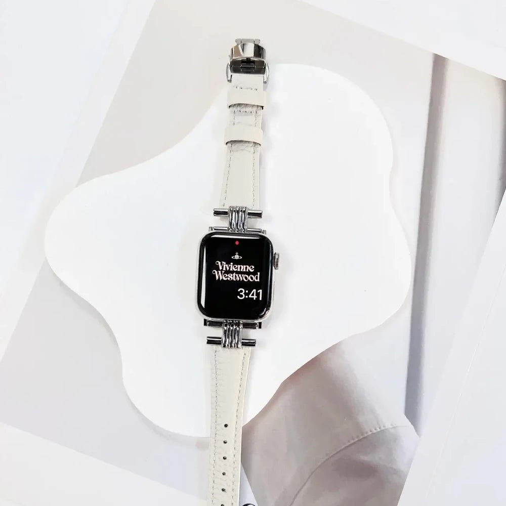 Damen Echtes Leder & Edelstahlarmband für die Apple Watch