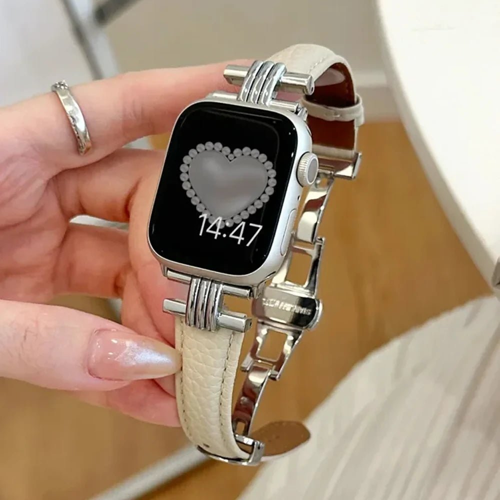 Vrouwen Echte Leren & RVS Band voor Apple Watch