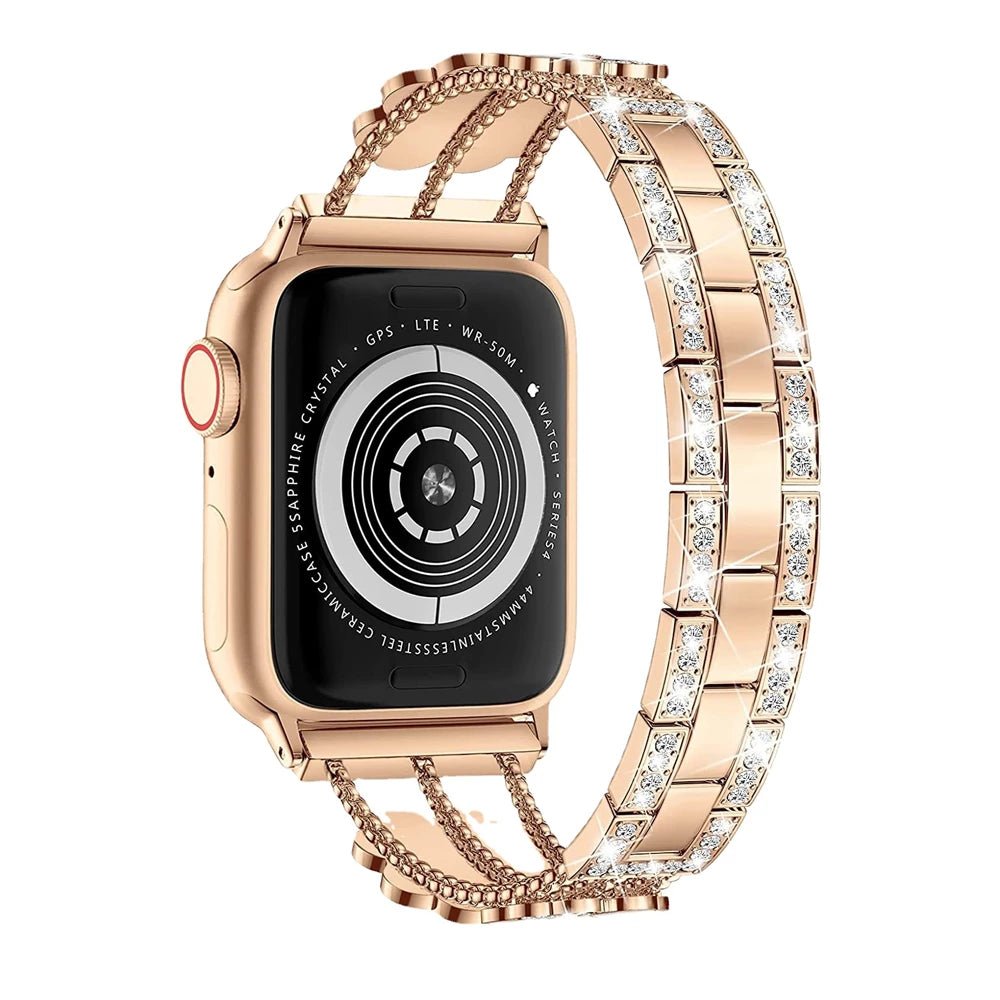 Banda de Apple Watch de trébol de la suerte con rhinestones para mujeres