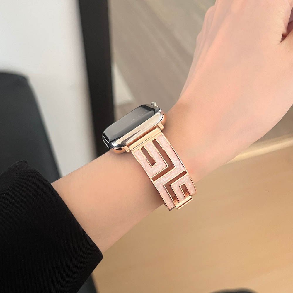 Pulseira de Aço Inoxidável com Elos Quadrados para Apple Watch Feminina