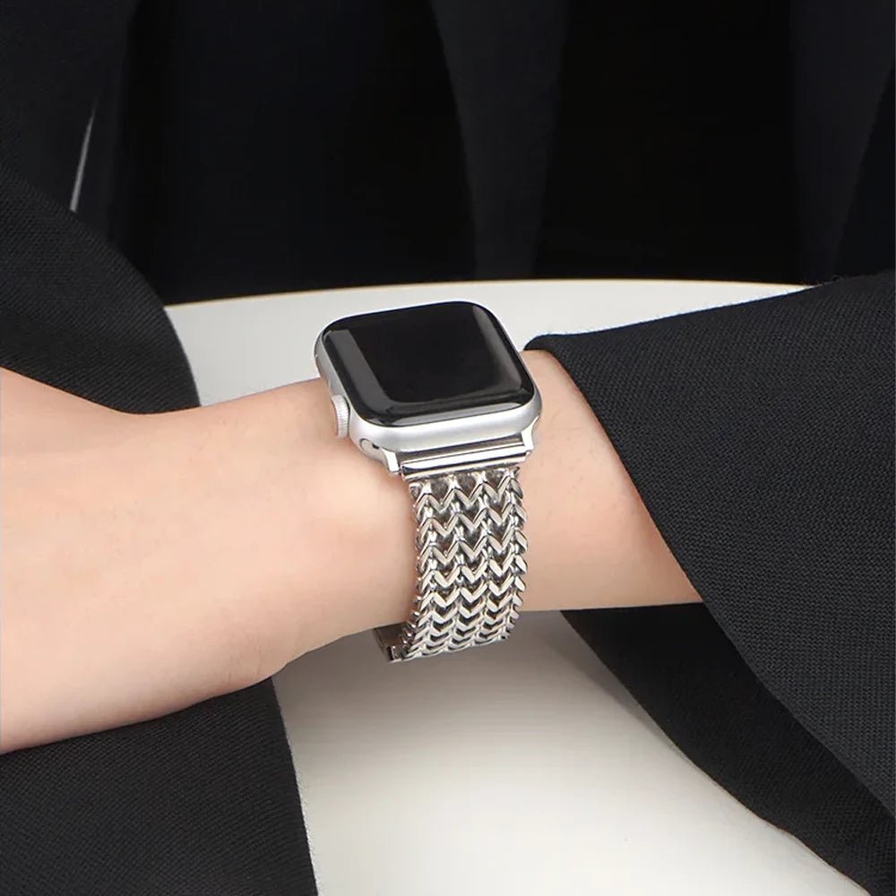 Damska pleciona bransoleta ze stali nierdzewnej do Apple Watch